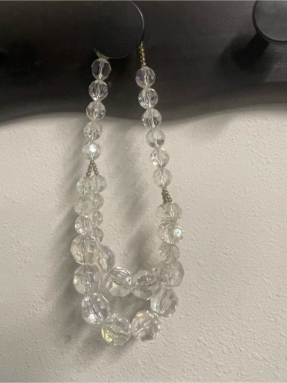 Crystal Bead Double Strand Necklace - Clear